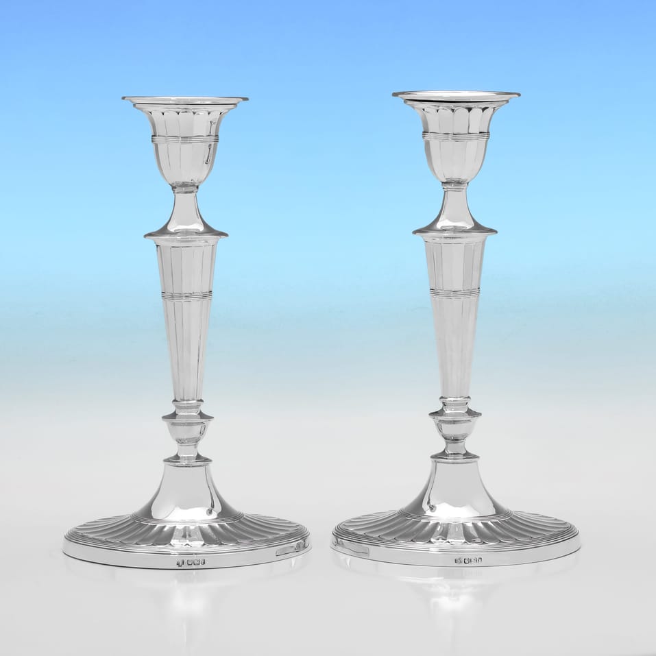 Antique Sterling Silver Pair of Candlesticks - Hawksworth Eyres & Co., hallmarked in 1898 Sheffield - Victorian