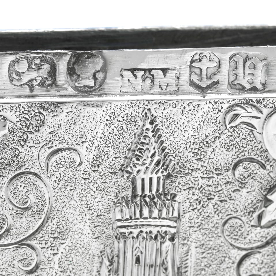 Antique Sterling Silver Castle Top Card case - Nathaniel Mills, hallmarked in 1844 Birmingham - Victorian - Image 7