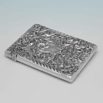 Antique Sterling Silver Card Case - William Comyns, hallmarked in 1895 London - Victorian - Thumbnail 2