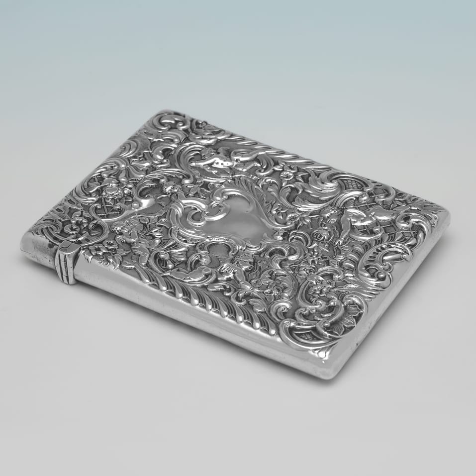 Antique Sterling Silver Card Case - William Comyns, hallmarked in 1895 London - Victorian - Image 2