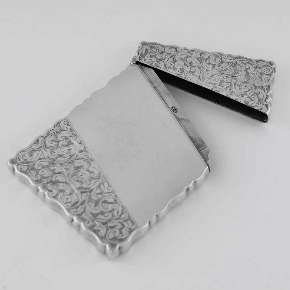 Antique Sterling Silver Card Case - John Millward Banks, hallmarked in 1898 Chester - Victorian - Image 3