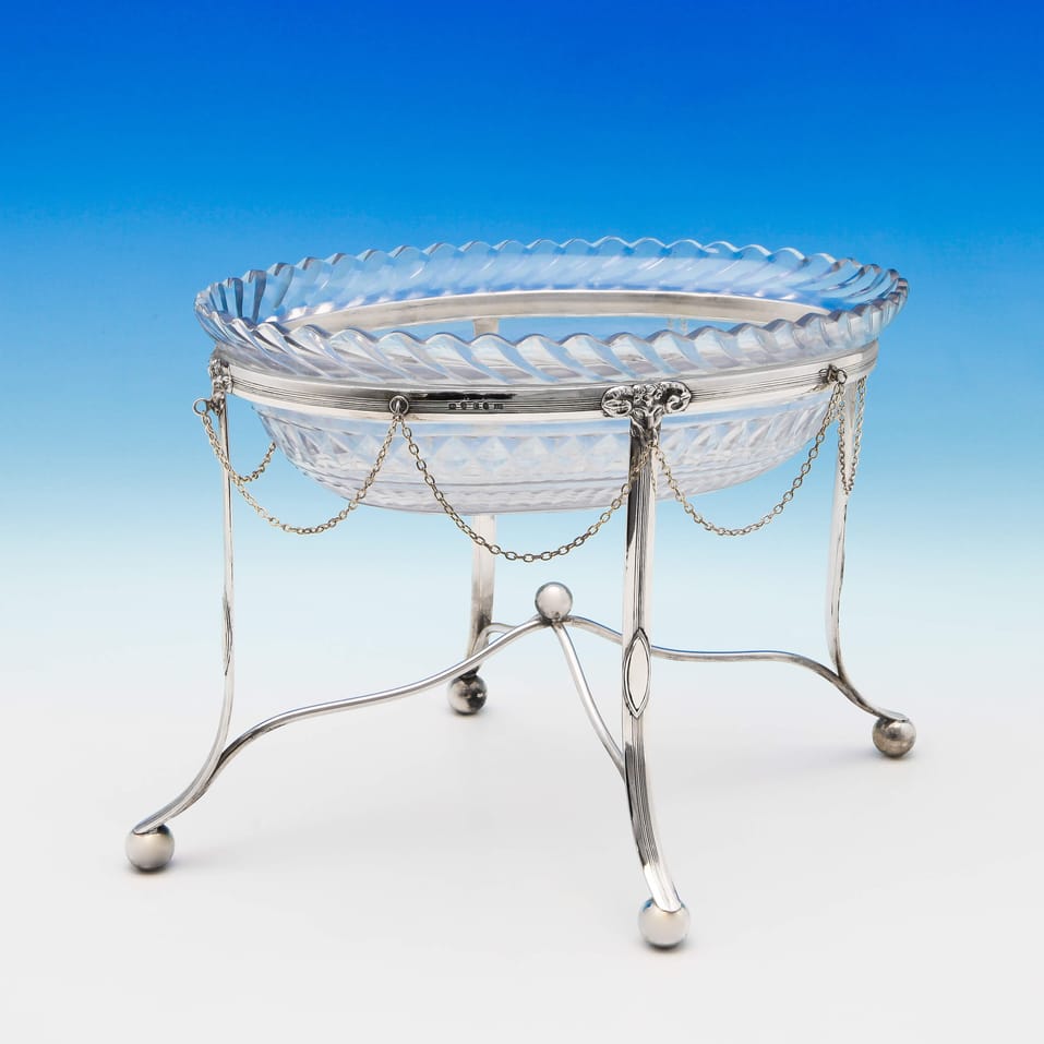 Antique Sterling Silver & Glass Centrepiece - John Touliet, hallmarked in 1798 London - George III - Image 2