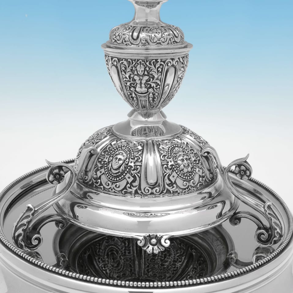 Antique Sterling Silver & Glass Centrepiece - Samuel Smily & Horace Woodward & Co., hallmarked in 1876 London - Victorian - Image 6