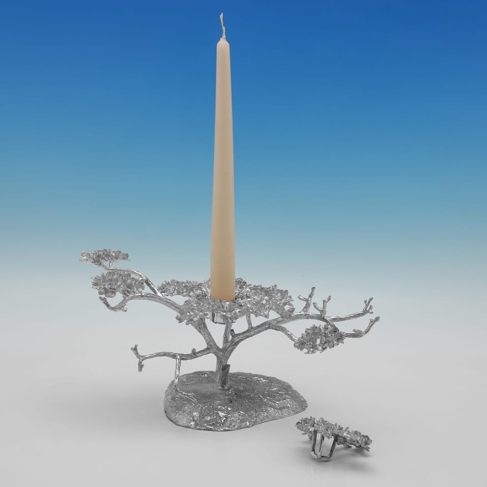 Sterling Silver Suite of Elephants and Tree Candle Holders - Patrick Mavros, made circa 2000 London - Elizabeth II - Image 10