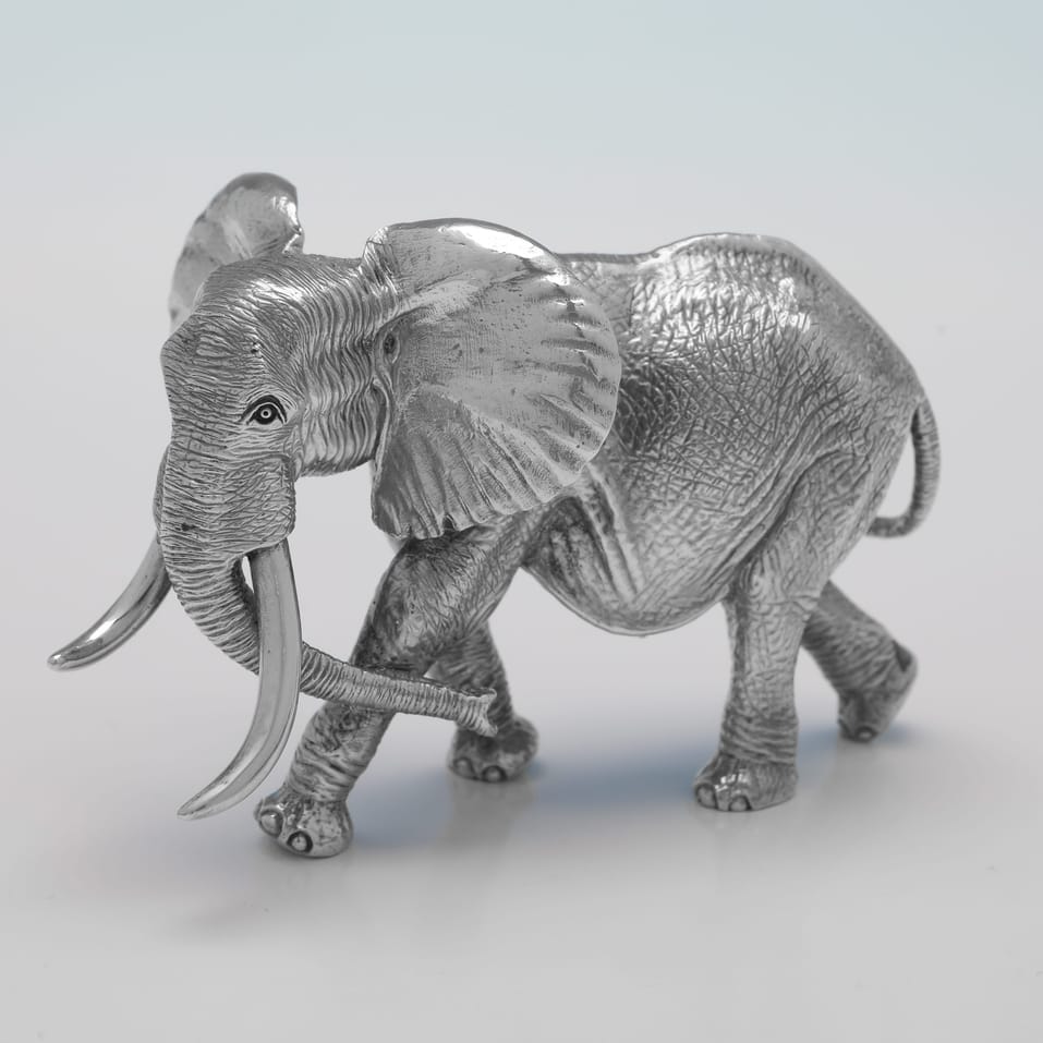 Sterling Silver Suite of Elephants and Tree Candle Holders - Patrick Mavros, made circa 2000 London - Elizabeth II - Image 14