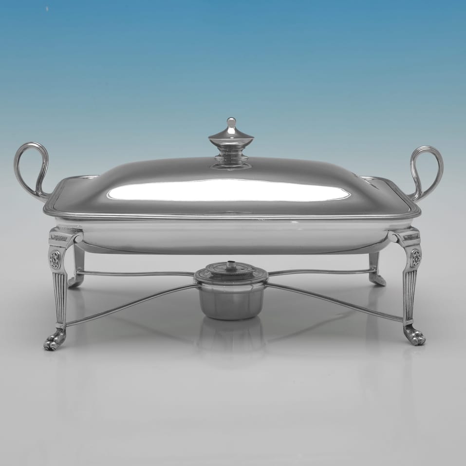 Antique Sterling Silver Chafing Dish - Joseph Bradbury & John Henderson, hallmarked in 1886 London - Victorian