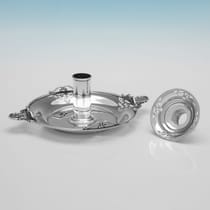 Antique Sterling Silver Pair of Chambersticks - Martin & Hall, hallmarked in 1905 Sheffield - Edwardian - Thumbnail 3