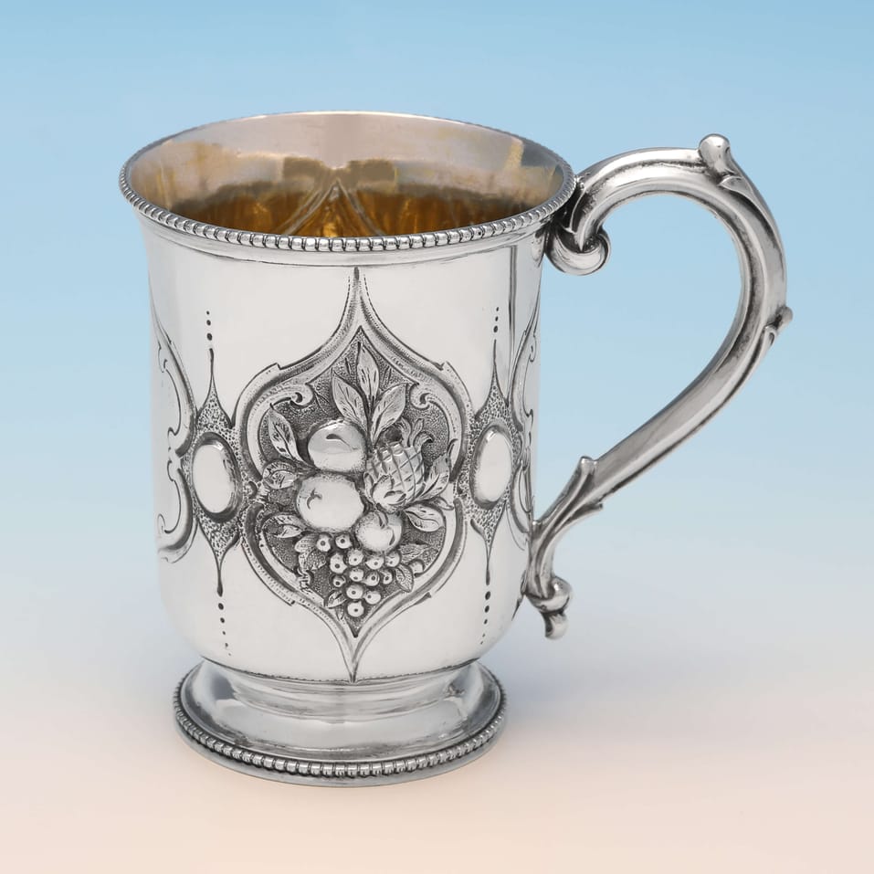 Antique Sterling Silver Christening Mug - Henry Holland, hallmarked in 1866 London - Victorian