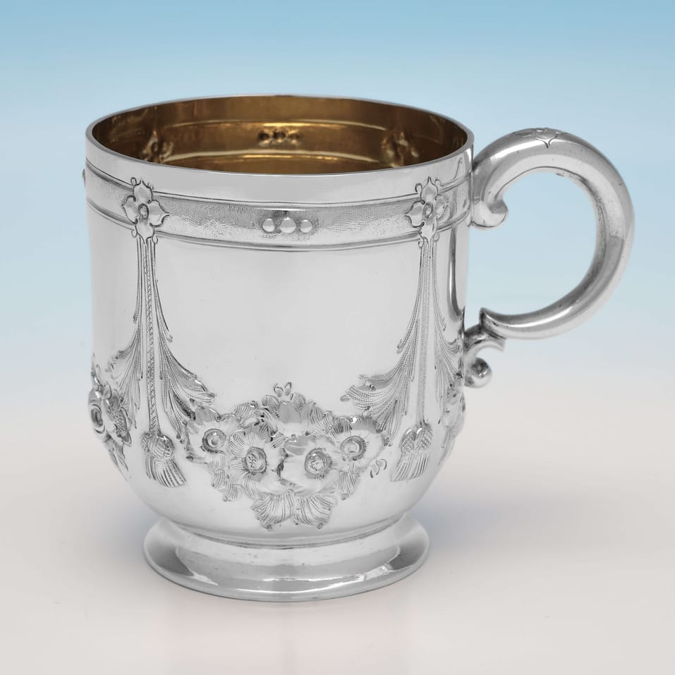 Antique Sterling Silver Christening Mug - Henry John Lias & Son, hallmarked in 1867 London - Victorian