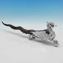 Sterling Silver Dragon Cigar Lighter - hallmarked in 1997 Sheffield - Elizabeth II - Thumbnail 1