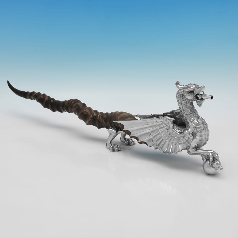 Sterling Silver Dragon Cigar Lighter - hallmarked in 1997 Sheffield - Elizabeth II - Image 1