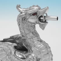 Sterling Silver Dragon Cigar Lighter - hallmarked in 1997 Sheffield - Elizabeth II - Thumbnail 4