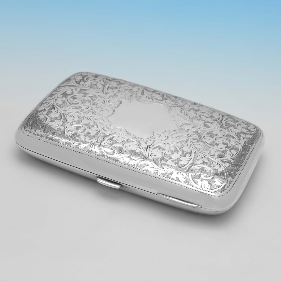 Antique Sterling Silver Cigarette Case - William Hayes, hallmarked in 1906 Birmingham - Edwardian - Image 1