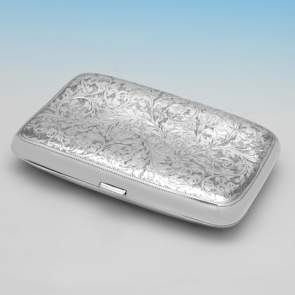 Antique Sterling Silver Cigarette Case - William Hayes, hallmarked in 1906 Birmingham - Edwardian - Image 2