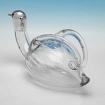 Antique Sterling Silver & Glass Novelty 'Duck' Claret Jug - Saunders & Shepherd, hallmarked in 1892 Birmingham - Victorian - Thumbnail 3