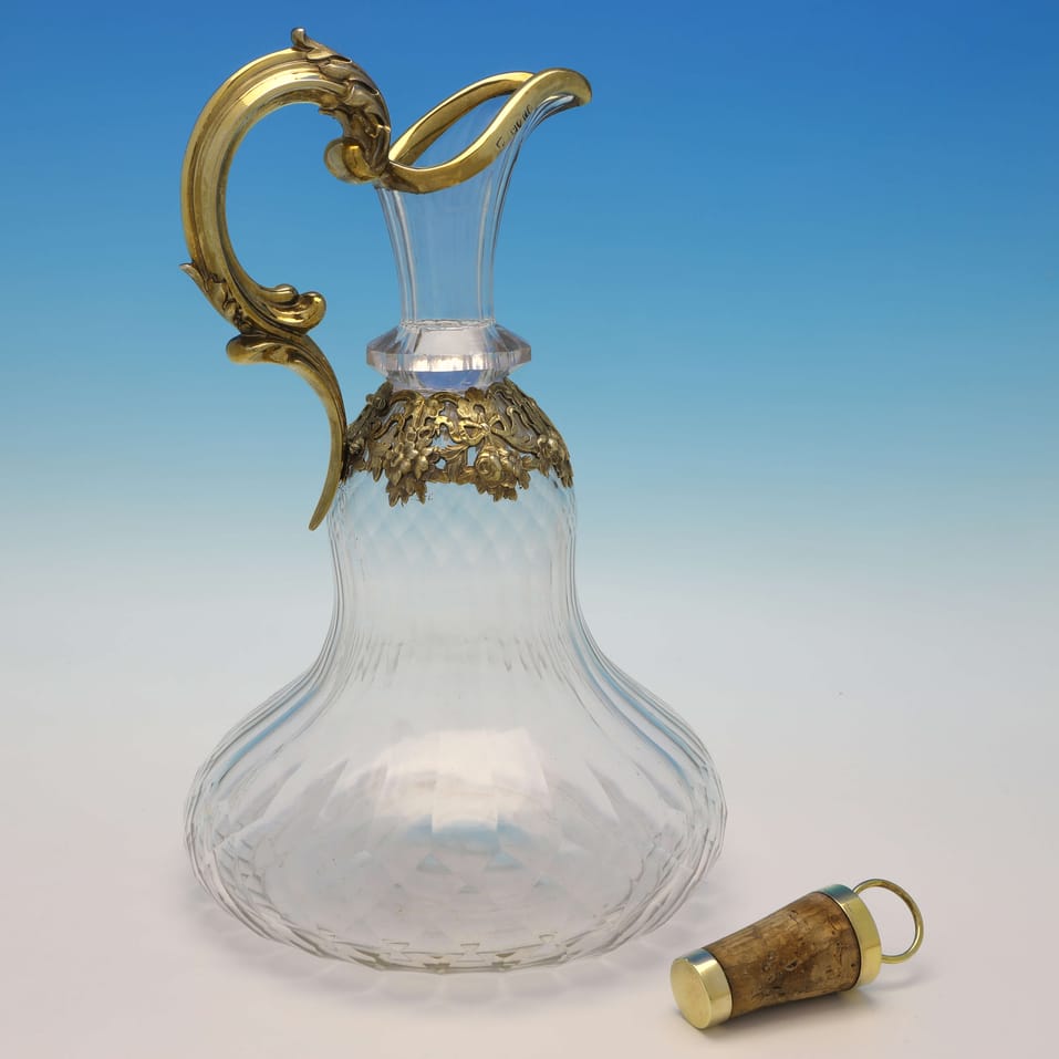 Antique Sterling Silver & Glass Ships Claret Jug - Charles & George Fox, hallmarked in 1854 London - Victorian - Image 3