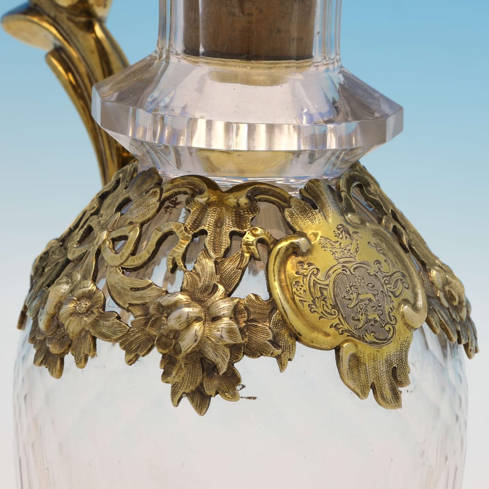 Antique Sterling Silver & Glass Ships Claret Jug - Charles & George Fox, hallmarked in 1854 London - Victorian - Image 5