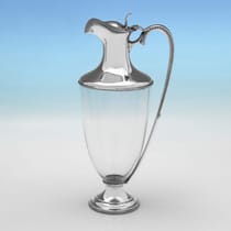 Antique Sterling Silver & Glass Claret Jug - W. & C. Sissons, hallmarked in 1902 Sheffield - Edwardian - Thumbnail 1