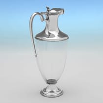 Antique Sterling Silver & Glass Claret Jug - W. & C. Sissons, hallmarked in 1902 Sheffield - Edwardian - Thumbnail 3