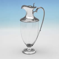 Antique Sterling Silver & Glass Claret Jug - W. & C. Sissons, hallmarked in 1894 Sheffield - Victorian - Thumbnail 1