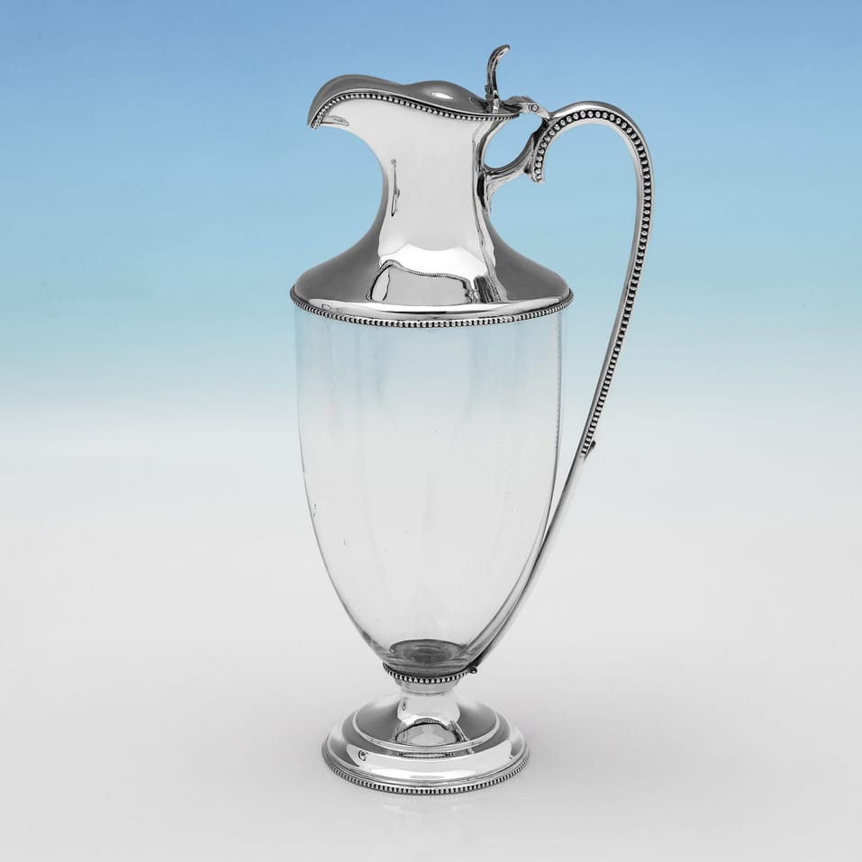 Antique Sterling Silver & Glass Claret Jug - W. & C. Sissons, hallmarked in 1894 Sheffield - Victorian - Image 1