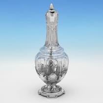 Antique Sterling Silver & Glass Claret Jug - Francis Higgins III, hallmarked in 1898 London - Victorian - Thumbnail 2