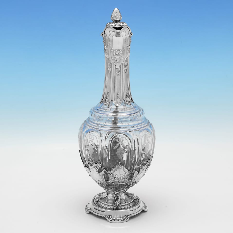 Antique Sterling Silver & Glass Claret Jug - Francis Higgins III, hallmarked in 1898 London - Victorian - Image 2