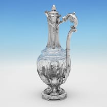 Antique Sterling Silver & Glass Claret Jug - Francis Higgins III, hallmarked in 1898 London - Victorian - Thumbnail 3