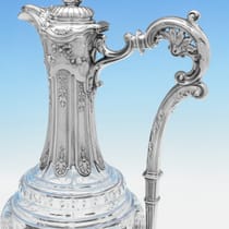 Antique Sterling Silver & Glass Claret Jug - Francis Higgins III, hallmarked in 1898 London - Victorian - Thumbnail 5