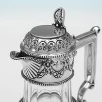 Antique Sterling Silver & Glass Half Carafe Claret Jug - W. & C. Sissons, hallmarked in 1887 Sheffield - Victorian - Thumbnail 4