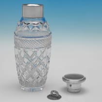 Sterling Silver & Glass Cocktail Shaker - hallmarked in 1927 Birmingham - George V - Thumbnail 2