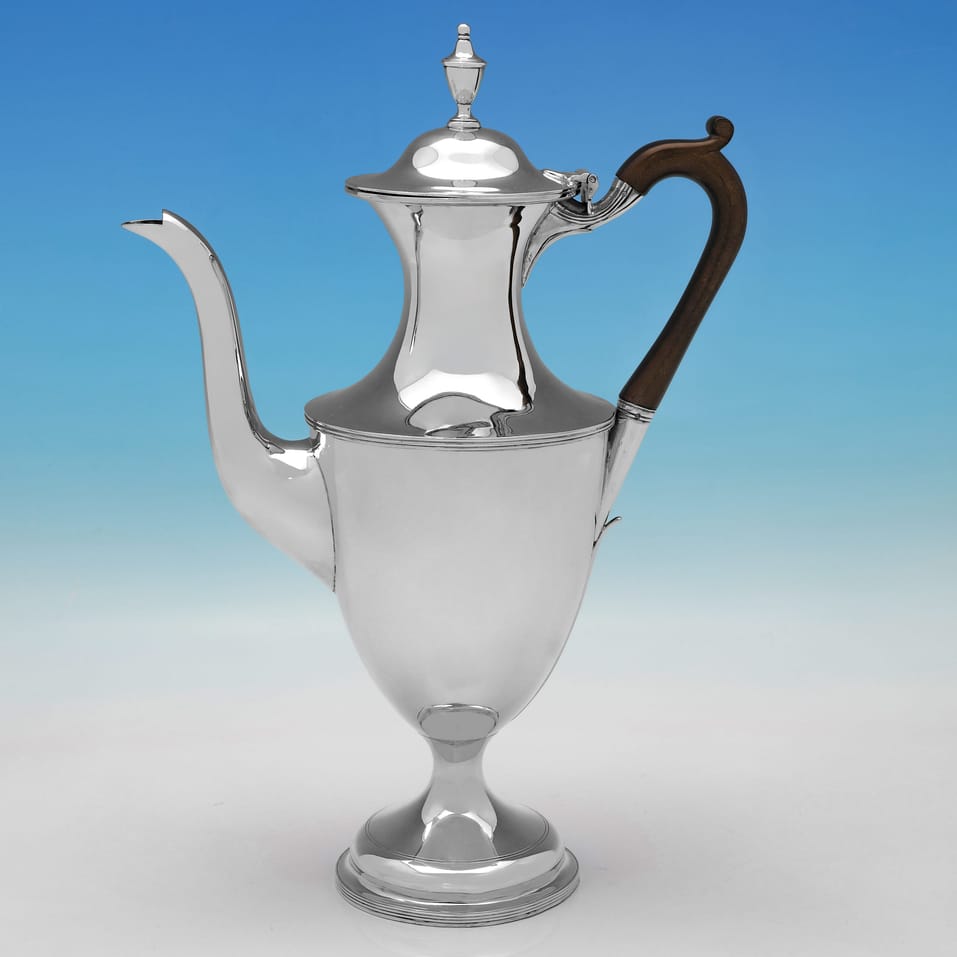 Antique Sterling Silver Coffee Pot - Mappin & Webb, hallmarked in 1904 Sheffield - Edwardian