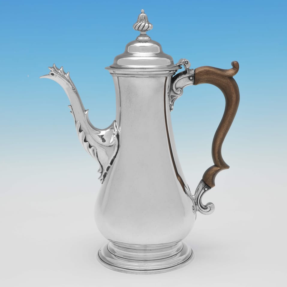 Antique Sterling Silver Coffee Pot - William & James Priest, hallmarked in 1765 London - George III