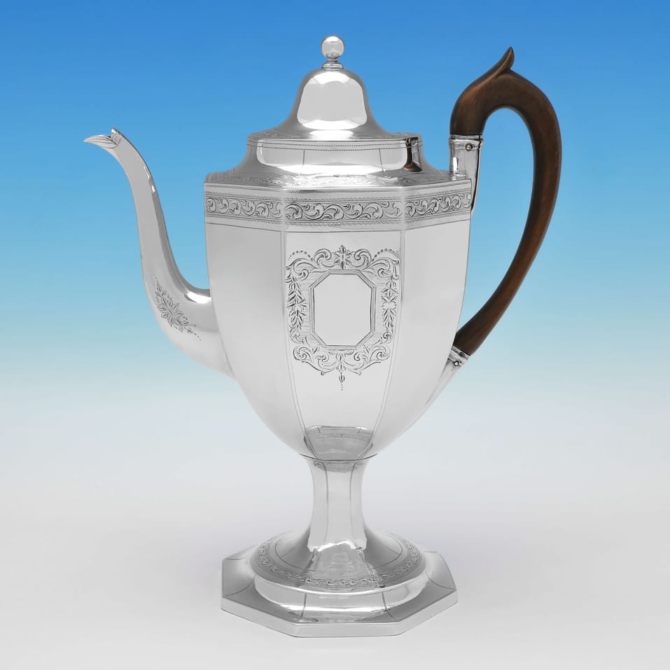 Antique Sterling Silver Coffee Pot - George Smith II & Thomas Hayter, hallmarked in 1801 London - George III