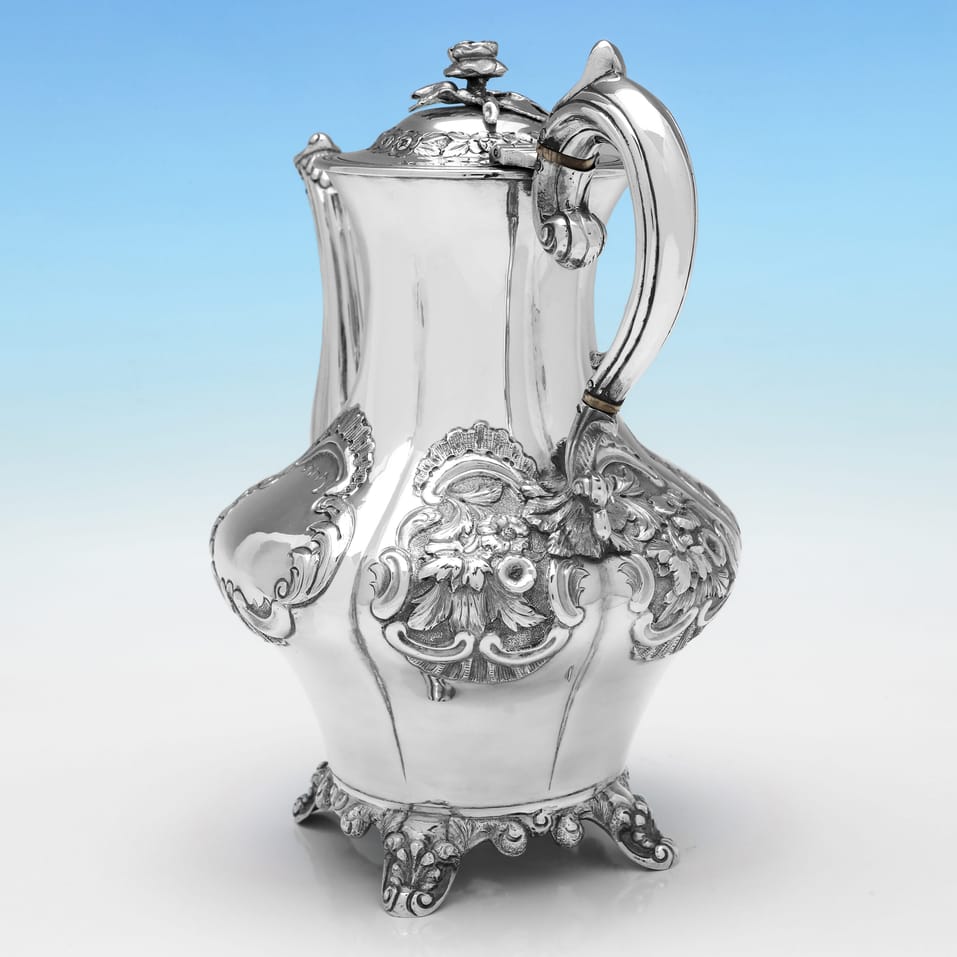 Antique Sterling Silver Coffee pot - John Smyth, hallmarked in 1855 Dublin - Victorian - Image 2