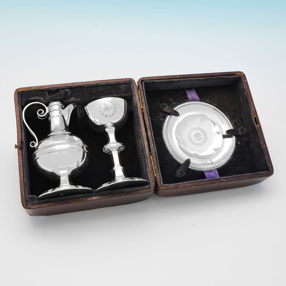 Antique Sterling Silver Communion Set - Walker & Hall, hallmarked in 1882 Sheffield - Victorian - Image 1