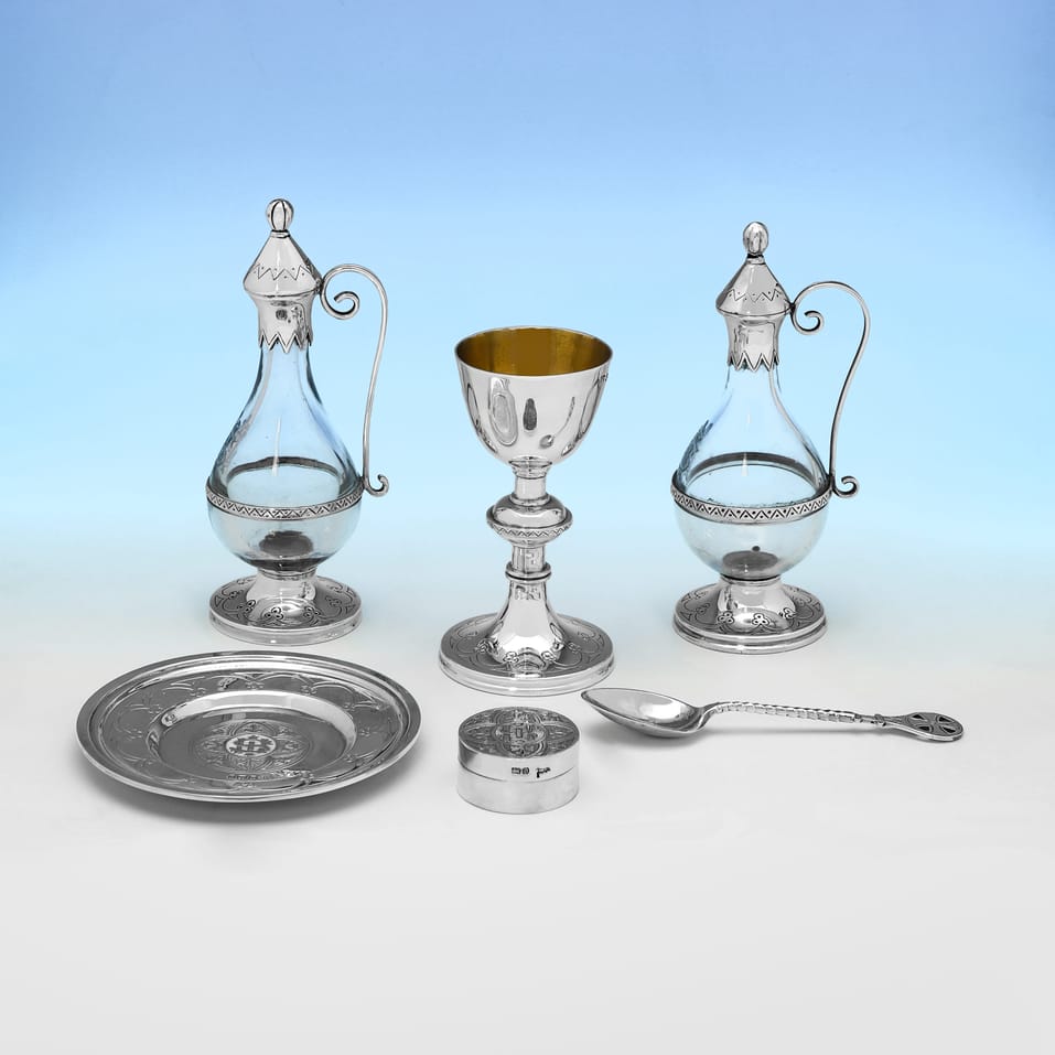 Antique Sterling Silver Travelling Communion Set - Henry Wilkinson & Walker & Hall, hallmarked in 1894 Sheffield - Victorian - Image 2