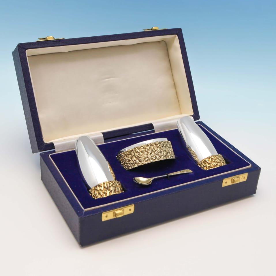 Sterling Silver Condiment Set - Deakin & Francis, hallmarked in 1973 Birmingham - Elizabeth II