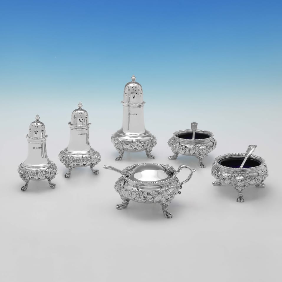 Sterling Silver & Glass Condiment Set - Elkington & Co., hallmarked in 1929 Birmingham - George V - Image 2