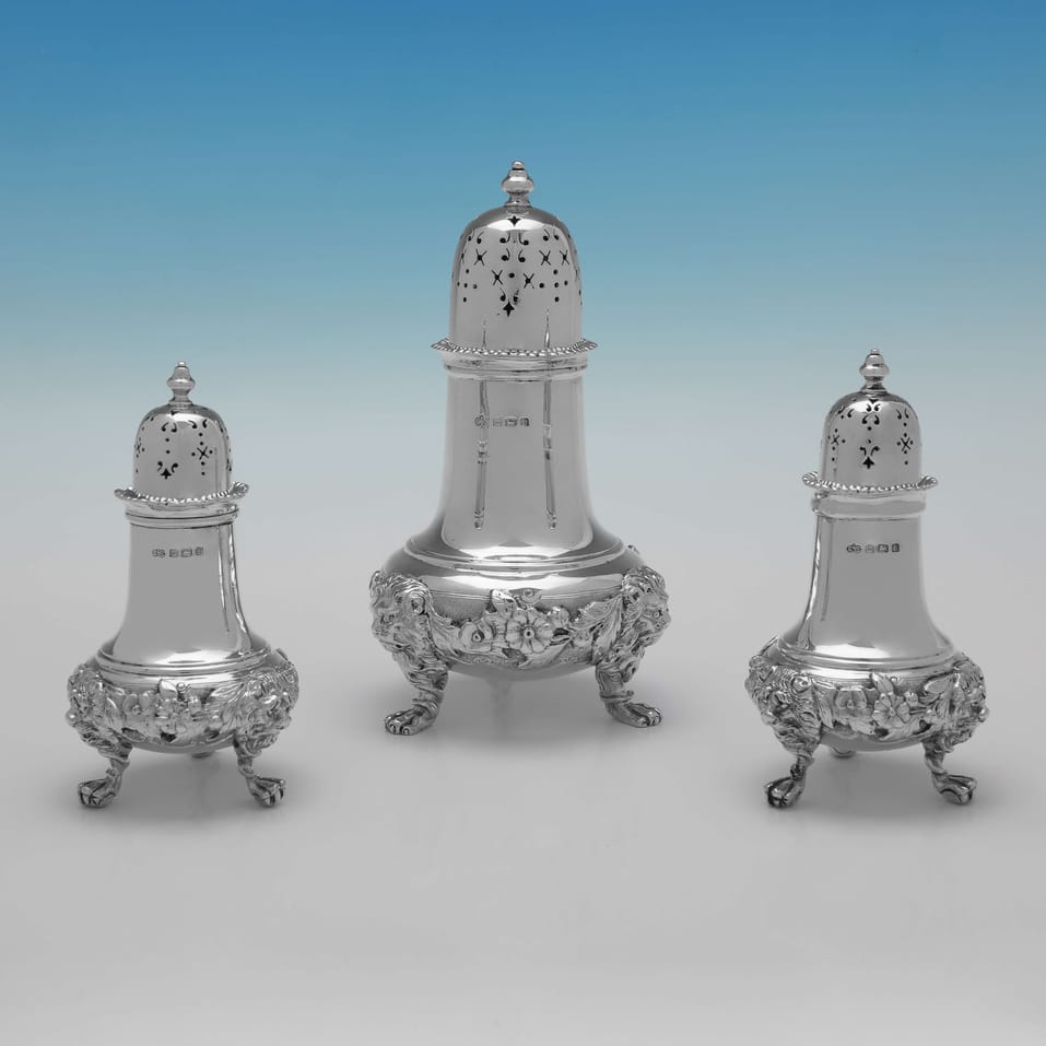 Sterling Silver & Glass Condiment Set - Elkington & Co., hallmarked in 1929 Birmingham - George V - Image 3