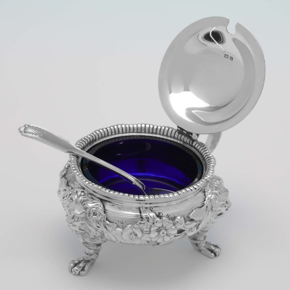 Sterling Silver & Glass Condiment Set - Elkington & Co., hallmarked in 1929 Birmingham - George V - Image 5