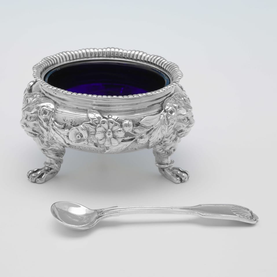 Sterling Silver & Glass Condiment Set - Elkington & Co., hallmarked in 1929 Birmingham - George V - Image 6