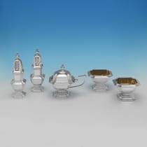 Sterling Silver 5 Piece Condiment Set - Richard Comyns, hallmarked in 1929 London - George V - Thumbnail 1