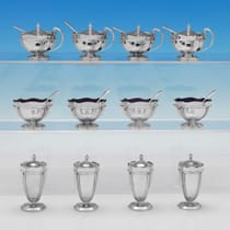 Sterling Silver & Glass 12 Piece Condiment Set - Mappin & Webb, hallmarked in 1924 Birmingham - George V - Thumbnail 2