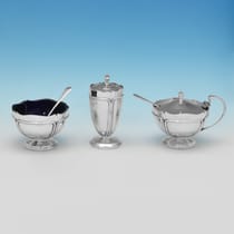 Sterling Silver & Glass 12 Piece Condiment Set - Mappin & Webb, hallmarked in 1924 Birmingham - George V - Thumbnail 3