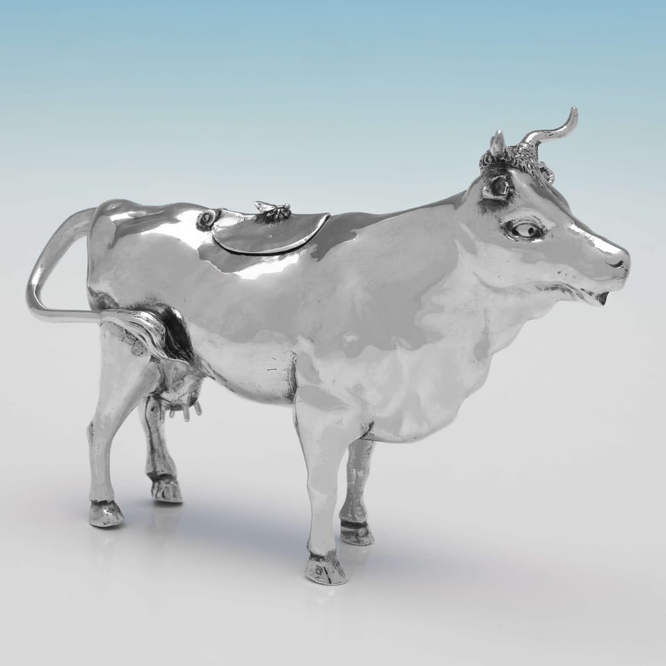 Antique Sterling Silver Cow Creamer - Edwin Thompson Bryant, hallmarked in 1896 London - Victorian