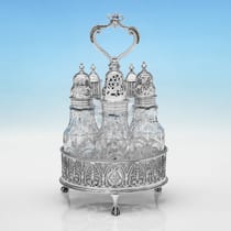 Antique Sterling Silver & Glass Cruet Set - Thomas & Jabez Daniell, hallmarked in 1773 London - George III - Thumbnail 1