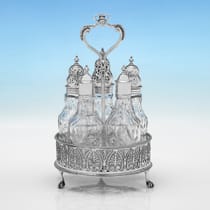 Antique Sterling Silver & Glass Cruet Set - Thomas & Jabez Daniell, hallmarked in 1773 London - George III - Thumbnail 5