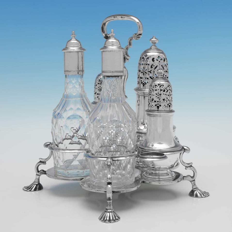 Antique Sterling Silver Warwick Cruet - Thomas Bamford I, hallmarked in 1726 London - George I - Image 3