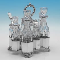 Antique Sterling Silver & Glass Cruet Set - George Burrows II & Richard Pearce, hallmarked in 1840 London - Victorian - Thumbnail 2